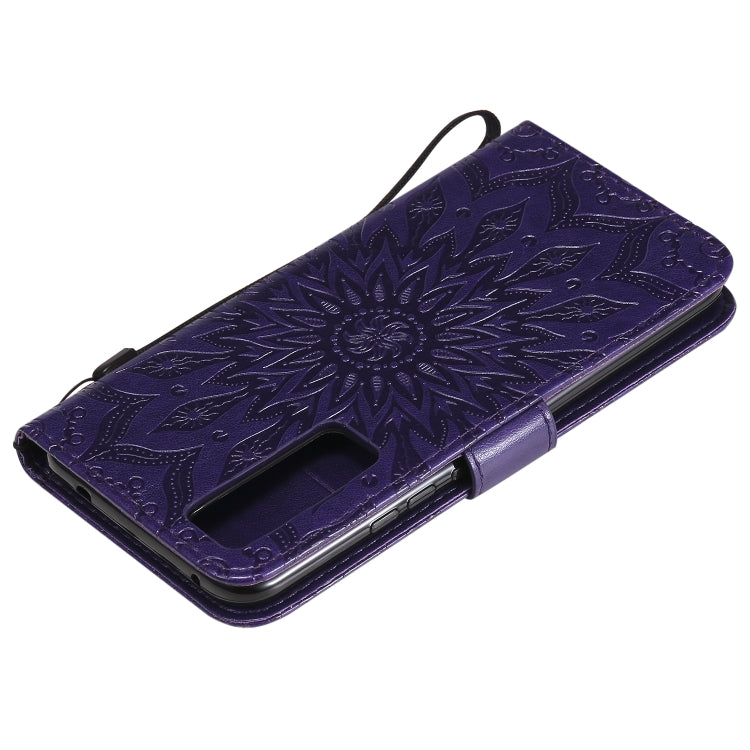 For Huawei Nova 7 5G Embossed Sunflower Pattern Horizontal Flip PU Leather Case with Holder & Card Slots & Wallet & Lanyard