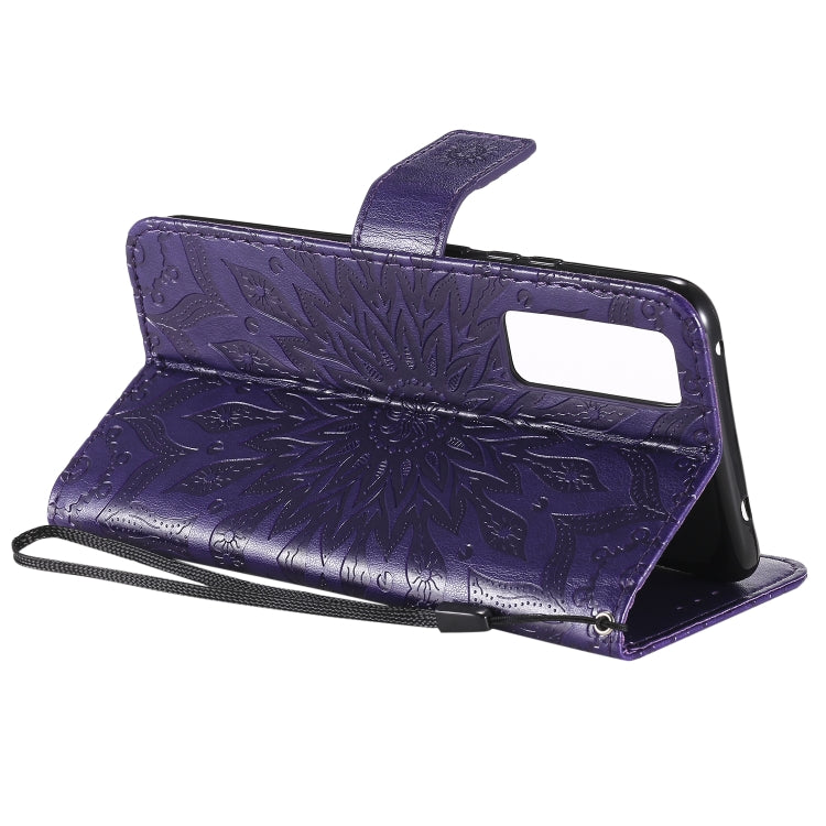 For Huawei Nova 7 5G Embossed Sunflower Pattern Horizontal Flip PU Leather Case with Holder & Card Slots & Wallet & Lanyard