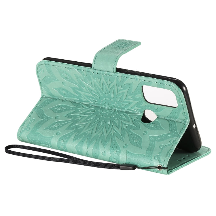 For Huawei P smart 2020 Embossed Sunflower Pattern Horizontal Flip PU Leather Case with Holder & Card Slots & Wallet & Lanyard