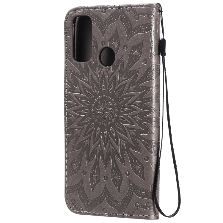 For Huawei P smart 2020 Embossed Sunflower Pattern Horizontal Flip PU Leather Case with Holder & Card Slots & Wallet & Lanyard