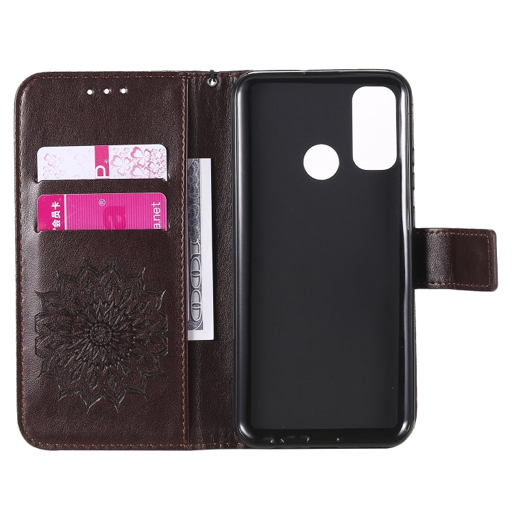 For Huawei P smart 2020 Embossed Sunflower Pattern Horizontal Flip PU Leather Case with Holder & Card Slots & Wallet & Lanyard
