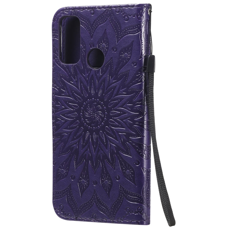 For Huawei P smart 2020 Embossed Sunflower Pattern Horizontal Flip PU Leather Case with Holder & Card Slots & Wallet & Lanyard