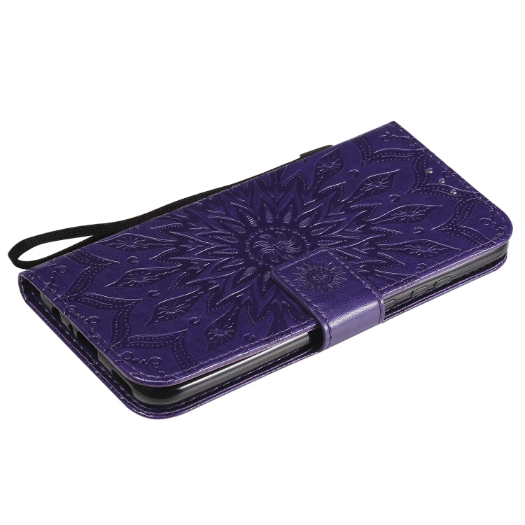 For Huawei P smart 2020 Embossed Sunflower Pattern Horizontal Flip PU Leather Case with Holder & Card Slots & Wallet & Lanyard