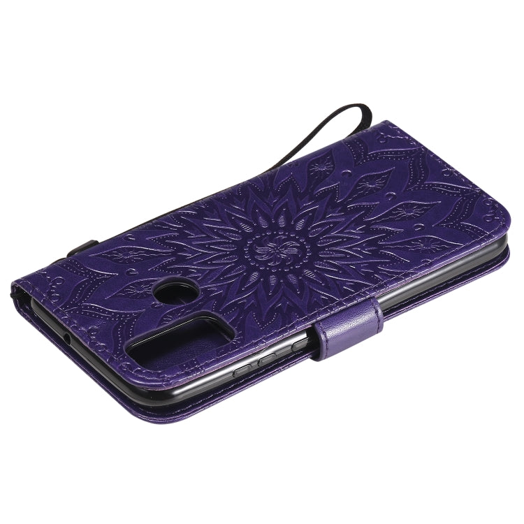 For Huawei P smart 2020 Embossed Sunflower Pattern Horizontal Flip PU Leather Case with Holder & Card Slots & Wallet & Lanyard