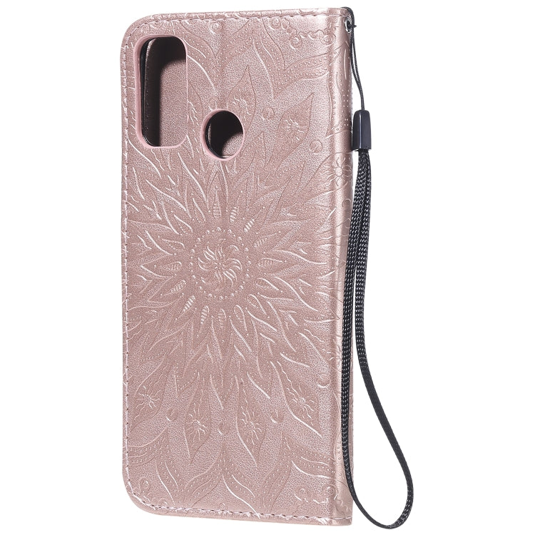 For Huawei P smart 2020 Embossed Sunflower Pattern Horizontal Flip PU Leather Case with Holder & Card Slots & Wallet & Lanyard