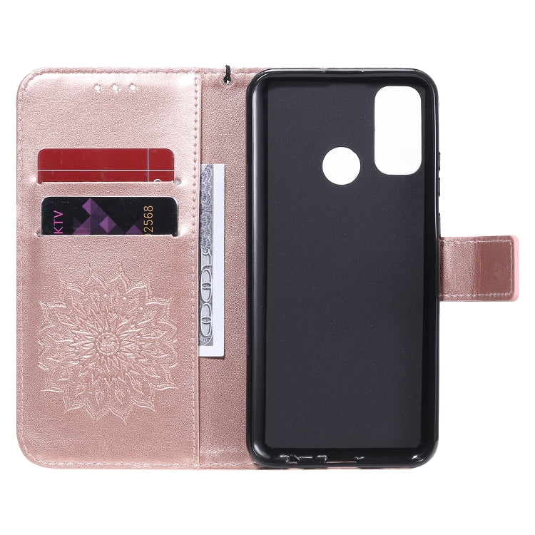For Huawei P smart 2020 Embossed Sunflower Pattern Horizontal Flip PU Leather Case with Holder & Card Slots & Wallet & Lanyard