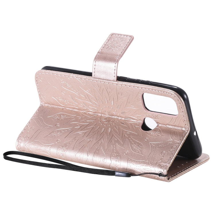 For Huawei P smart 2020 Embossed Sunflower Pattern Horizontal Flip PU Leather Case with Holder & Card Slots & Wallet & Lanyard