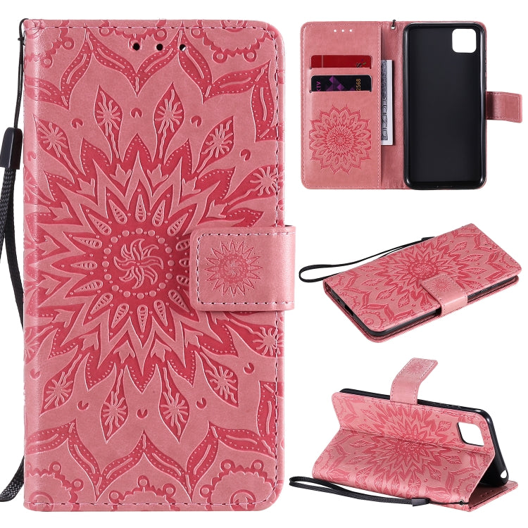 For Huawei Y5p/Honor 9S Embossed Sunflower Pattern Horizontal Flip PU Leather Case with Holder & Card Slots & Wallet & Lanyard