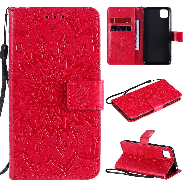 For Huawei Y5p/Honor 9S Embossed Sunflower Pattern Horizontal Flip PU Leather Case with Holder & Card Slots & Wallet & Lanyard