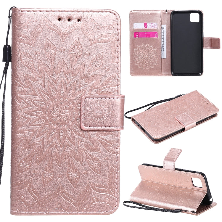 For Huawei Y5p/Honor 9S Embossed Sunflower Pattern Horizontal Flip PU Leather Case with Holder & Card Slots & Wallet & Lanyard