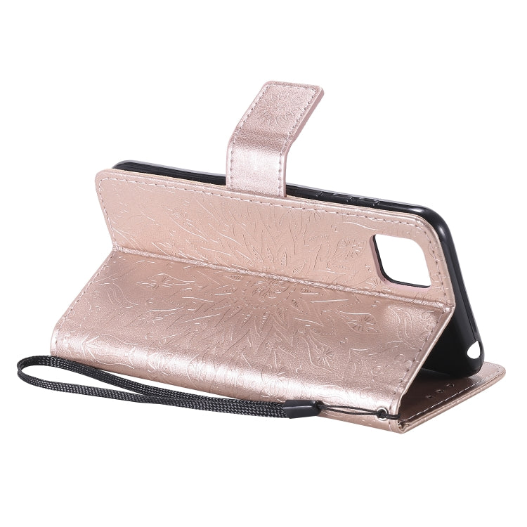 For Huawei Y5p/Honor 9S Embossed Sunflower Pattern Horizontal Flip PU Leather Case with Holder & Card Slots & Wallet & Lanyard