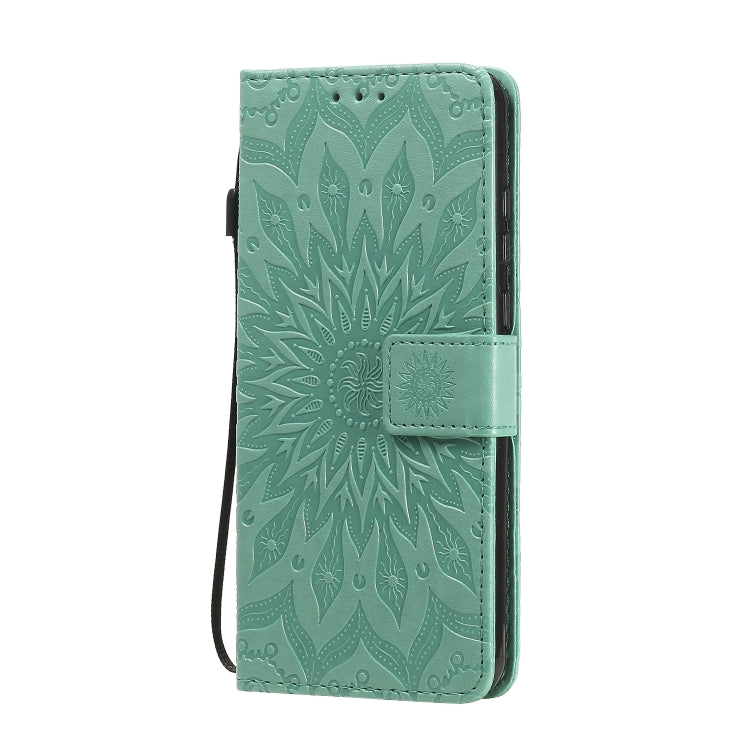 For Huawei Y6p Embossed Sunflower Pattern Horizontal Flip PU Leather Case with Holder & Card Slots & Wallet & Lanyard