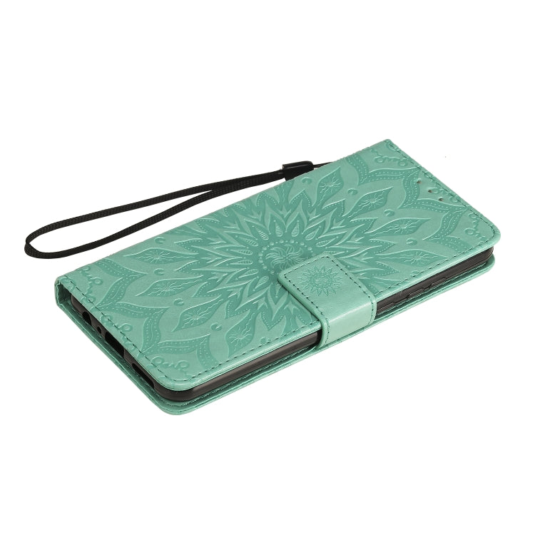 For Huawei Y6p Embossed Sunflower Pattern Horizontal Flip PU Leather Case with Holder & Card Slots & Wallet & Lanyard