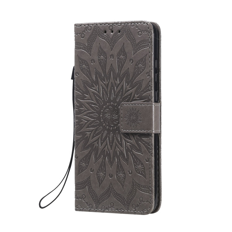 For Huawei Y6p Embossed Sunflower Pattern Horizontal Flip PU Leather Case with Holder & Card Slots & Wallet & Lanyard