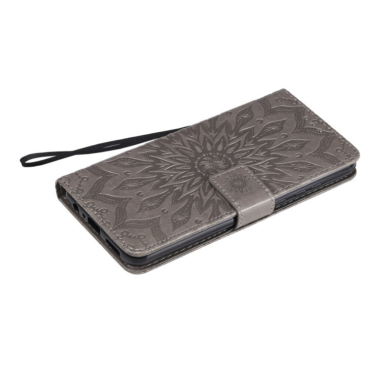 For Huawei Y6p Embossed Sunflower Pattern Horizontal Flip PU Leather Case with Holder & Card Slots & Wallet & Lanyard