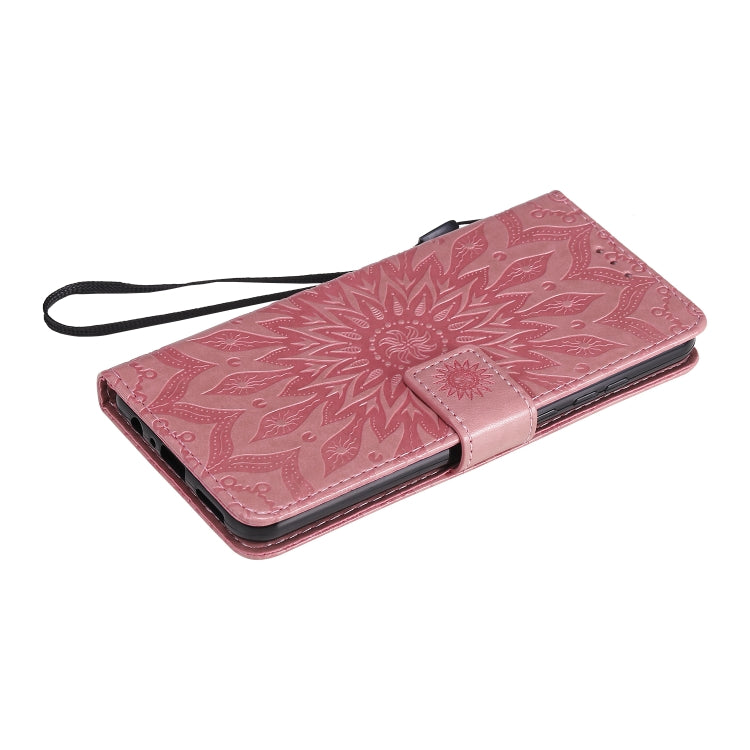 For Huawei Y6p Embossed Sunflower Pattern Horizontal Flip PU Leather Case with Holder & Card Slots & Wallet & Lanyard