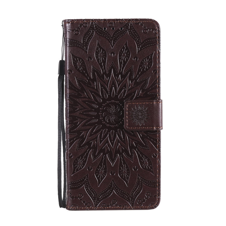 For Huawei Y6p Embossed Sunflower Pattern Horizontal Flip PU Leather Case with Holder & Card Slots & Wallet & Lanyard