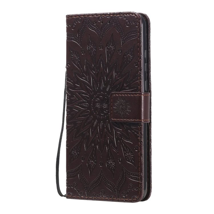 For Huawei Y6p Embossed Sunflower Pattern Horizontal Flip PU Leather Case with Holder & Card Slots & Wallet & Lanyard