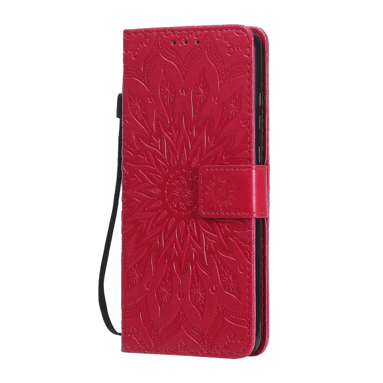 For Huawei Y6p Embossed Sunflower Pattern Horizontal Flip PU Leather Case with Holder & Card Slots & Wallet & Lanyard