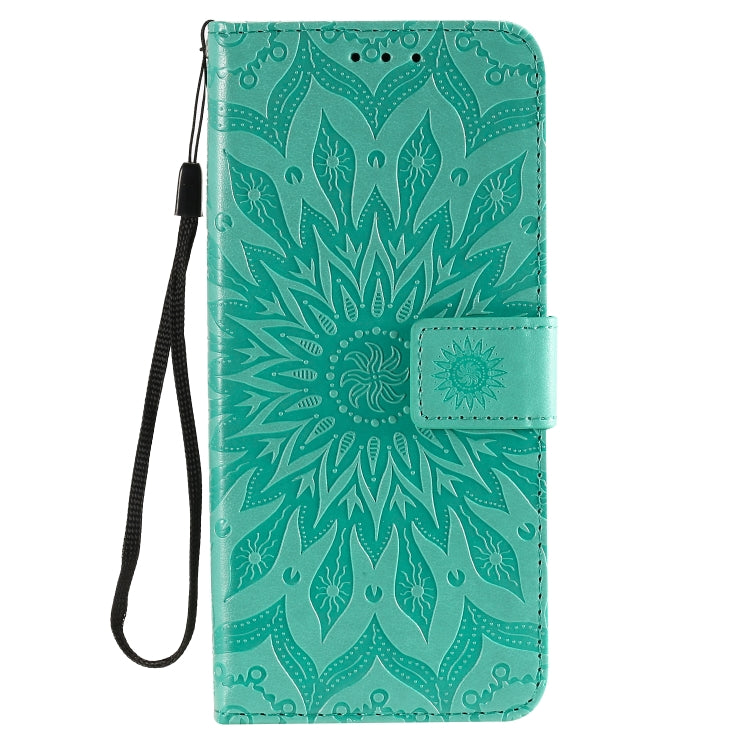 For Huawei Honor 9A Embossed Sunflower Pattern Horizontal Flip PU Leather Case with Holder & Card Slots & Wallet & Lanyard