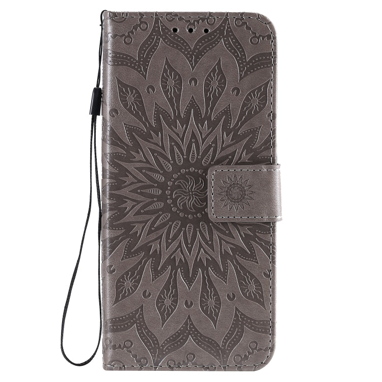 For Huawei Honor 9A Embossed Sunflower Pattern Horizontal Flip PU Leather Case with Holder & Card Slots & Wallet & Lanyard
