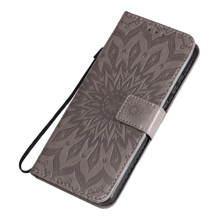 For Huawei Honor 9A Embossed Sunflower Pattern Horizontal Flip PU Leather Case with Holder & Card Slots & Wallet & Lanyard