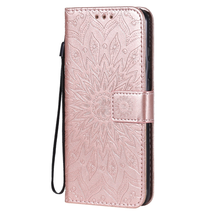 For Huawei Honor 9A Embossed Sunflower Pattern Horizontal Flip PU Leather Case with Holder & Card Slots & Wallet & Lanyard