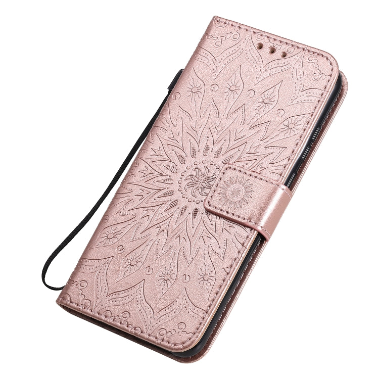 For Huawei Honor 9A Embossed Sunflower Pattern Horizontal Flip PU Leather Case with Holder & Card Slots & Wallet & Lanyard