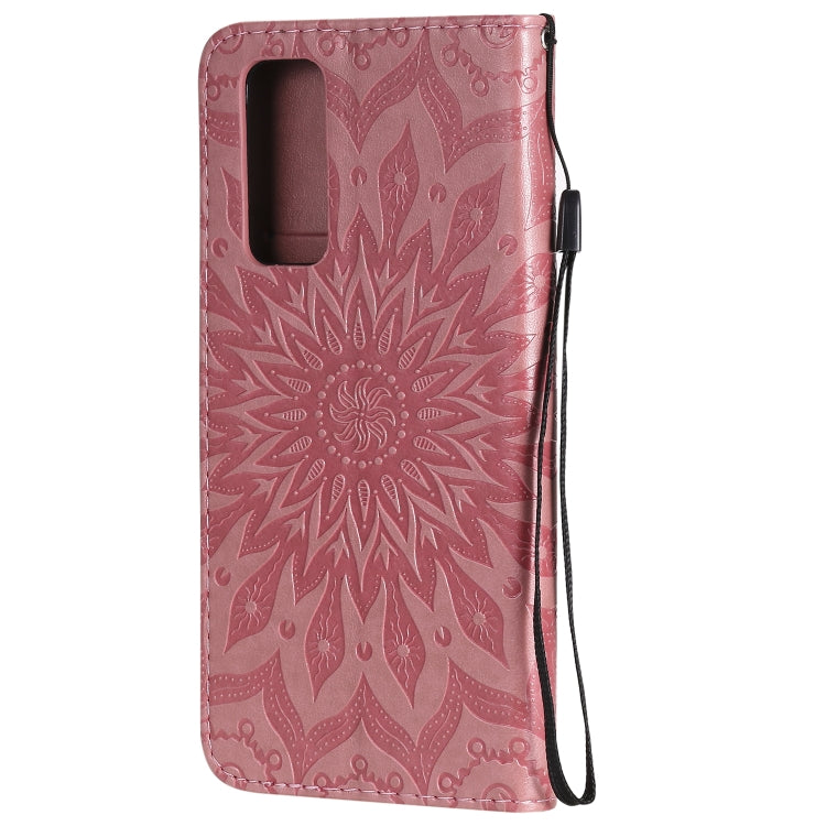 For Huawei Honor 30 Pro Embossed Sunflower Pattern Horizontal Flip PU Leather Case with Holder & Card Slots & Wallet & Lanyard