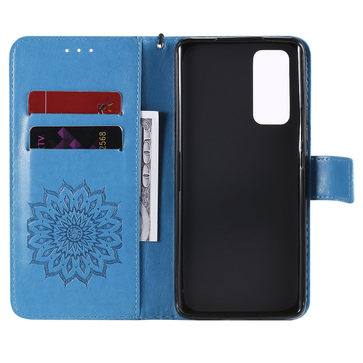For Huawei Honor 30 Pro Embossed Sunflower Pattern Horizontal Flip PU Leather Case with Holder & Card Slots & Wallet & Lanyard