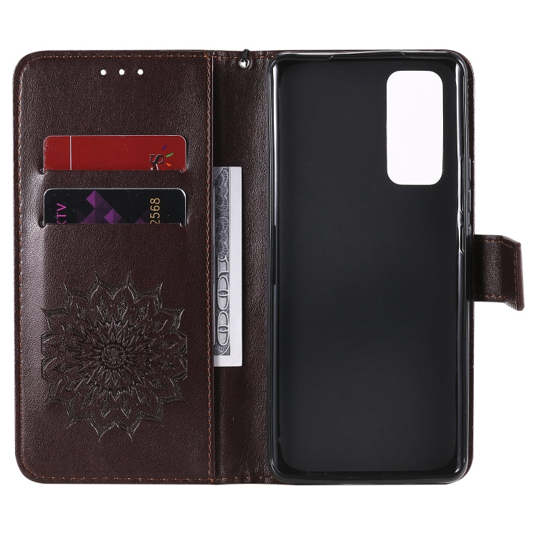 For Huawei Honor 30 Pro Embossed Sunflower Pattern Horizontal Flip PU Leather Case with Holder & Card Slots & Wallet & Lanyard