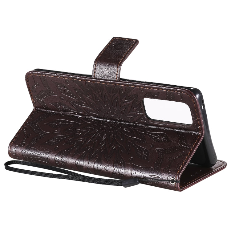 For Huawei Honor 30 Pro Embossed Sunflower Pattern Horizontal Flip PU Leather Case with Holder & Card Slots & Wallet & Lanyard