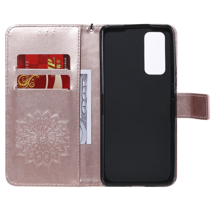 For Huawei Honor 30 Pro Embossed Sunflower Pattern Horizontal Flip PU Leather Case with Holder & Card Slots & Wallet & Lanyard