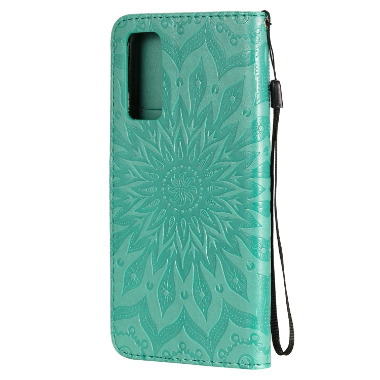 For Huawei Honor 30 Embossed Sunflower Pattern Horizontal Flip PU Leather Case with Holder & Card Slots & Wallet & Lanyard
