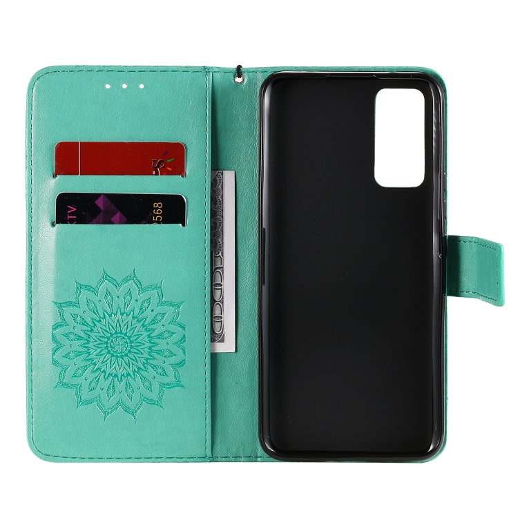 For Huawei Honor 30 Embossed Sunflower Pattern Horizontal Flip PU Leather Case with Holder & Card Slots & Wallet & Lanyard