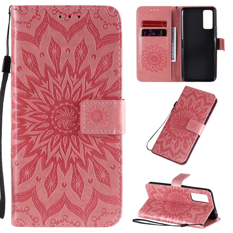 For Huawei Honor 30 Embossed Sunflower Pattern Horizontal Flip PU Leather Case with Holder & Card Slots & Wallet & Lanyard