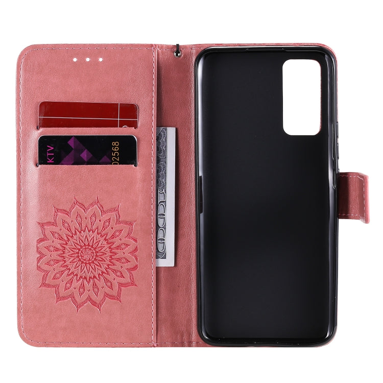 For Huawei Honor 30 Embossed Sunflower Pattern Horizontal Flip PU Leather Case with Holder & Card Slots & Wallet & Lanyard