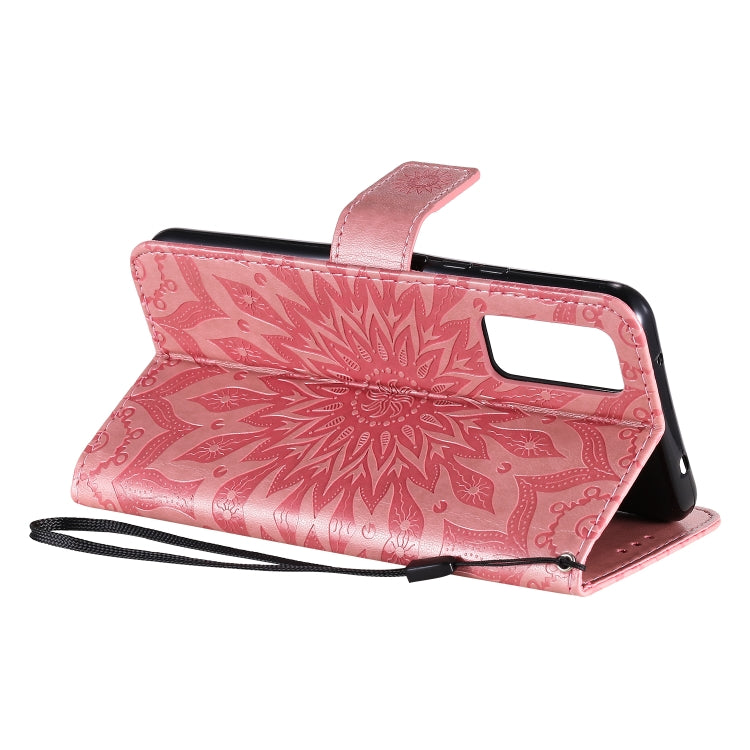 For Huawei Honor 30 Embossed Sunflower Pattern Horizontal Flip PU Leather Case with Holder & Card Slots & Wallet & Lanyard