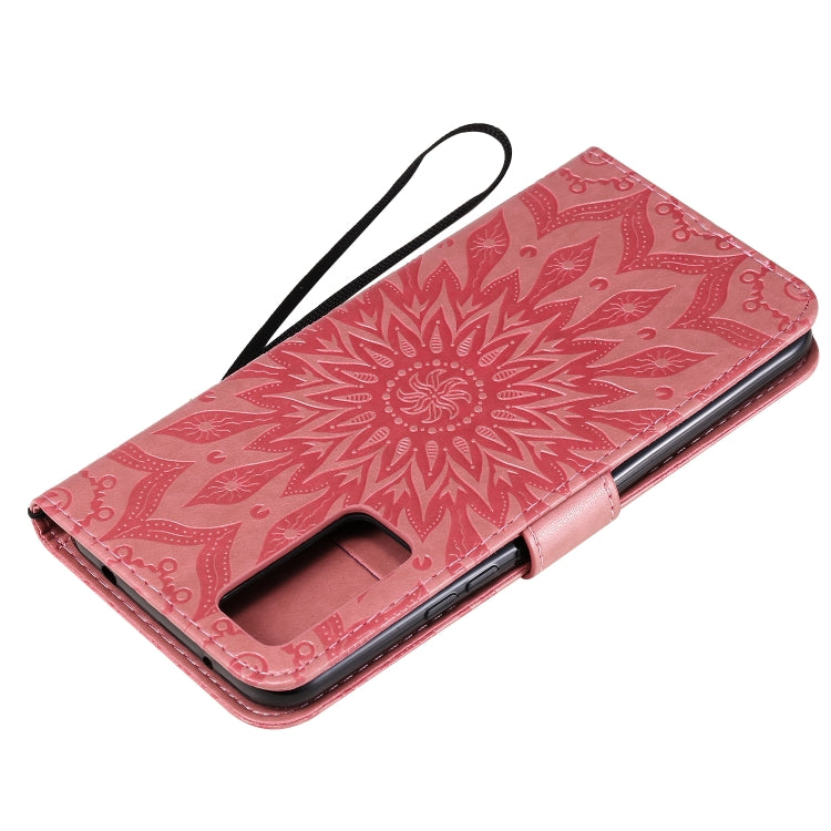 For Huawei Honor 30 Embossed Sunflower Pattern Horizontal Flip PU Leather Case with Holder & Card Slots & Wallet & Lanyard