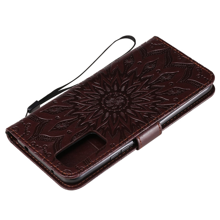 For Huawei Honor 30 Embossed Sunflower Pattern Horizontal Flip PU Leather Case with Holder & Card Slots & Wallet & Lanyard
