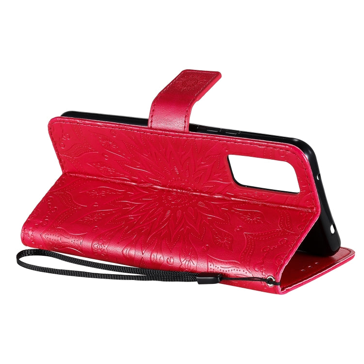 For Huawei Honor 30 Embossed Sunflower Pattern Horizontal Flip PU Leather Case with Holder & Card Slots & Wallet & Lanyard