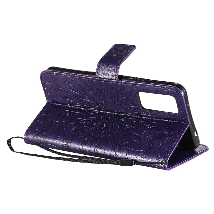 For Huawei Honor 30 Embossed Sunflower Pattern Horizontal Flip PU Leather Case with Holder & Card Slots & Wallet & Lanyard