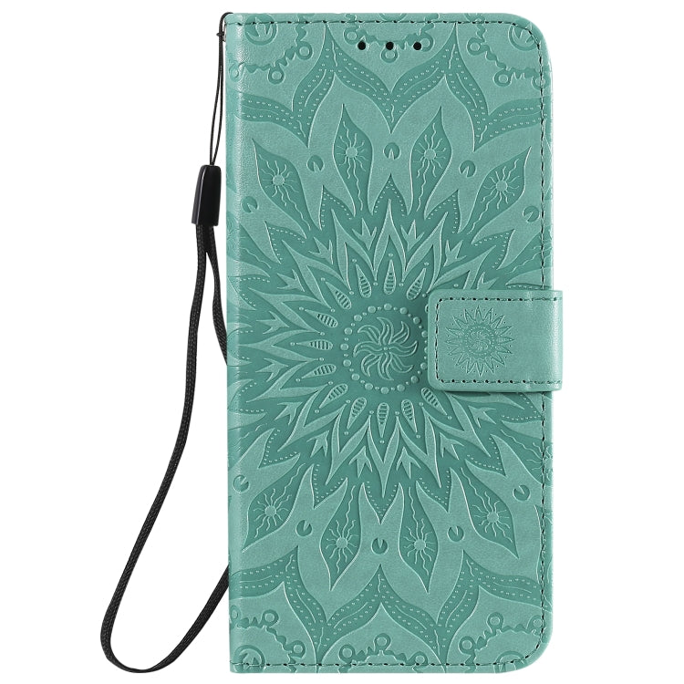 For Samsung Galaxy A21s Embossed Sunflower Pattern Horizontal Flip PU Leather Case with Holder & Card Slots & Wallet & Lanyard