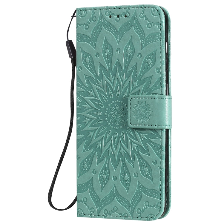 For Samsung Galaxy A21s Embossed Sunflower Pattern Horizontal Flip PU Leather Case with Holder & Card Slots & Wallet & Lanyard