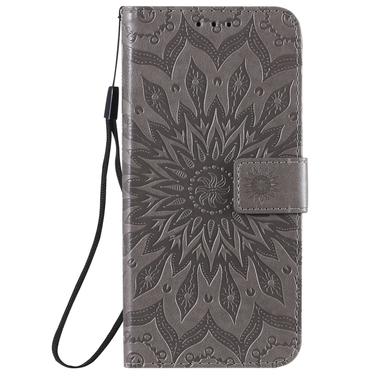 For Samsung Galaxy A21s Embossed Sunflower Pattern Horizontal Flip PU Leather Case with Holder & Card Slots & Wallet & Lanyard
