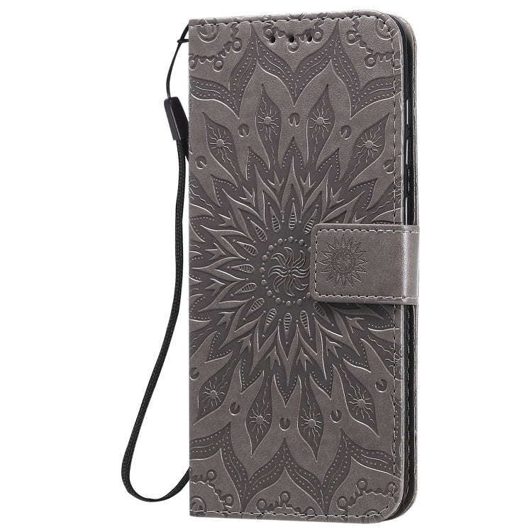 For Samsung Galaxy A21s Embossed Sunflower Pattern Horizontal Flip PU Leather Case with Holder & Card Slots & Wallet & Lanyard
