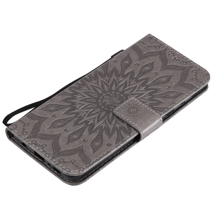 For Samsung Galaxy A21s Embossed Sunflower Pattern Horizontal Flip PU Leather Case with Holder & Card Slots & Wallet & Lanyard