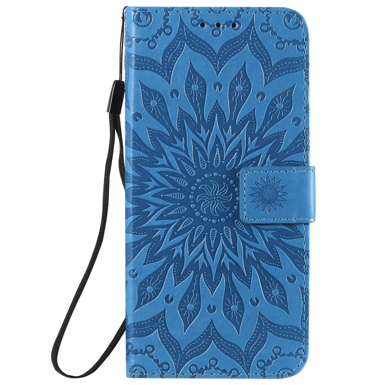 For Samsung Galaxy A21s Embossed Sunflower Pattern Horizontal Flip PU Leather Case with Holder & Card Slots & Wallet & Lanyard