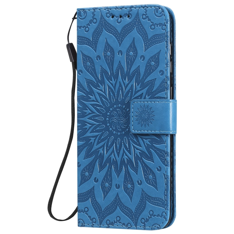 For Samsung Galaxy A21s Embossed Sunflower Pattern Horizontal Flip PU Leather Case with Holder & Card Slots & Wallet & Lanyard