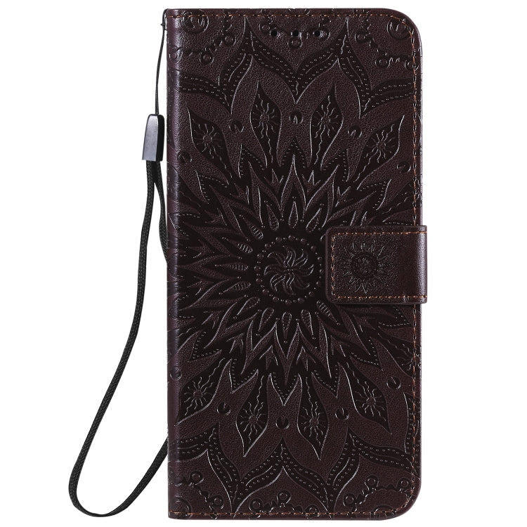 For Samsung Galaxy A21s Embossed Sunflower Pattern Horizontal Flip PU Leather Case with Holder & Card Slots & Wallet & Lanyard